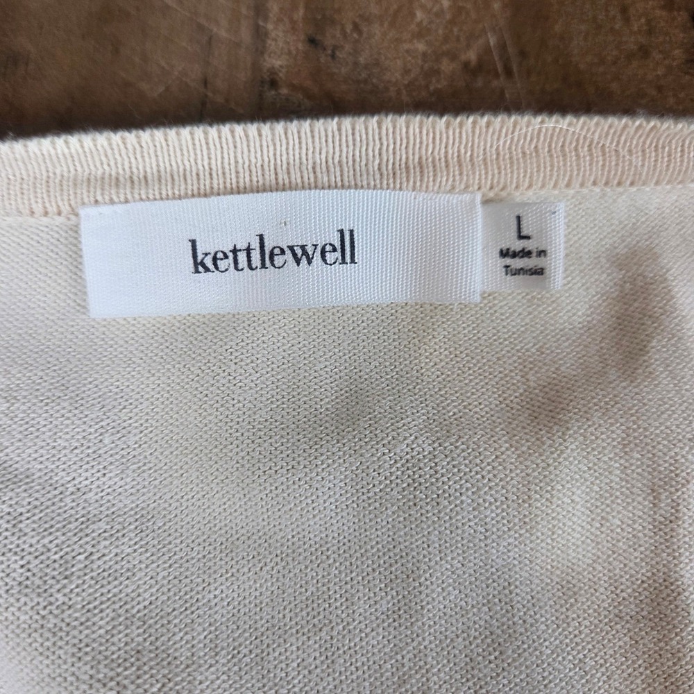 Kettlewell Women Large Buttercream Cosmo Organic Cotton Knit Italy Cardigan - Picture 3 of 11
